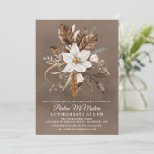 Invitation Bouquet d'automne Neutre Floral Blanc 40e annivers (Debout devant)