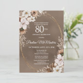 Invitation Bouquet d'automne Neutre Floral Blanc 80e annivers (Debout devant)
