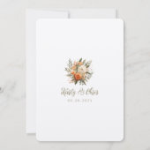 Invitation Bouquet d'automne orange brûlé Réception d'Elopeme (Dos)