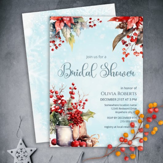 Invitation Bouquet de baies de sorbier de douillette douche d