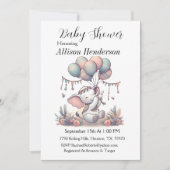Invitation Bouquet De Balloon Et Baby shower D'Éléphant Adora (Devant)