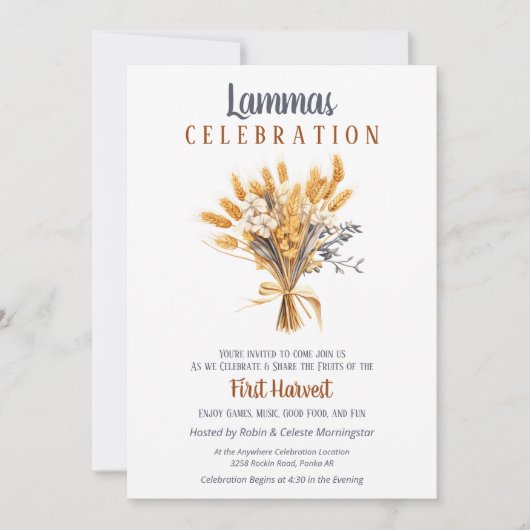 Invitation Bouquet de blé de la récolte automnale Lammas Paga (Devant)