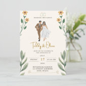 Invitation Bouquet de bordure de ruban jaune tropical (Debout devant)