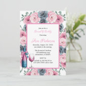 Invitation Bouquet de bouquets de fleurs roses et bleues Brun (Debout devant)