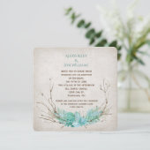 Invitation bouquet de brindilles de mariage sur texture (Debout devant)