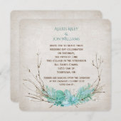 Invitation Bouquet de brindilles mariage sur texture (Devant / Derrière)