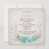 Invitation Bouquet de brindilles mariage sur texture (Devant)