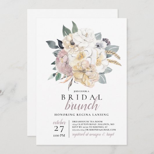 Invitation Bouquet de brunch nuptial (Devant / Derrière)