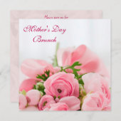 Invitation Bouquet de brunch rose du jour de mère de roses (Devant / Derrière)