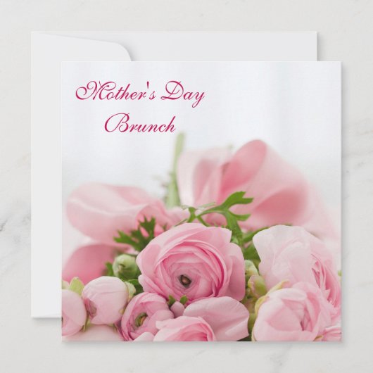 Invitation Bouquet de brunch rose du jour de mère de roses (Devant)