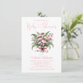 Invitation Bouquet de champignons roses Baby shower fille (Debout devant)