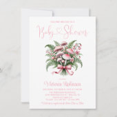 Invitation Bouquet de champignons roses Baby shower fille (Devant)