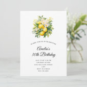 Invitation Bouquet de citrons avec fleurs blanches Anniversai (Debout devant)