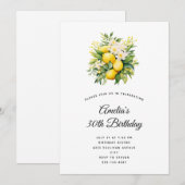 Invitation Bouquet de citrons avec fleurs blanches Anniversai (Devant / Derrière)
