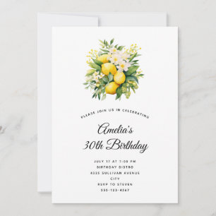 Invitation Bouquet de citrons avec fleurs blanches Anniversai