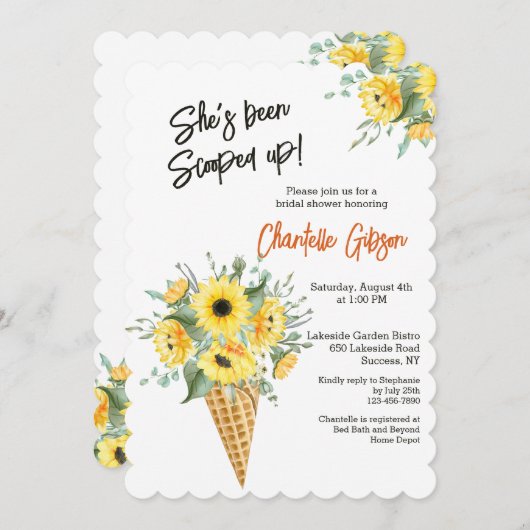 Invitation Bouquet de Cône Gaufre (Devant / Derrière)