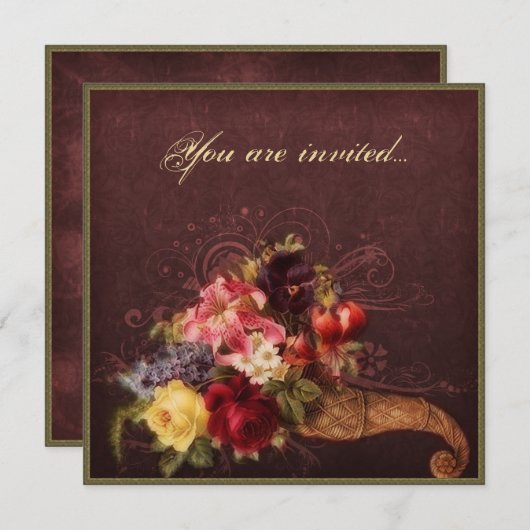 Invitation Bouquet de corne d'abondance (Devant / Derrière)