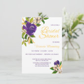 Invitation Bouquet de couleur or violet Fête des mariées (Debout devant)