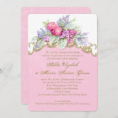 Invitation Bouquet de couleur rose Mariage (Devant / Derrière)