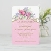 Invitation Bouquet de couleur rose Mariage (Debout devant)