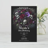 Invitation Bouquet de crâne floral gothique Halloween Anniver (Debout devant)