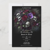 Invitation Bouquet de crâne floral Mariage d'Halloween gothiq (Devant)