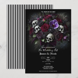 Invitation Bouquet de crâne floral sombre mariage gothique Ha