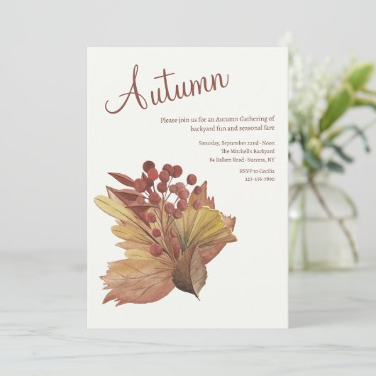 Invitation Bouquet de feuilles d'automne (Debout devant)