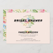 Invitation Bouquet de fleurs à l'aquarelle & typographie mode (Devant / Derrière)