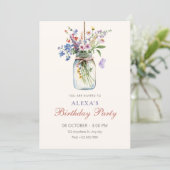 Invitation Bouquet de fleurs anniversaire (Debout devant)