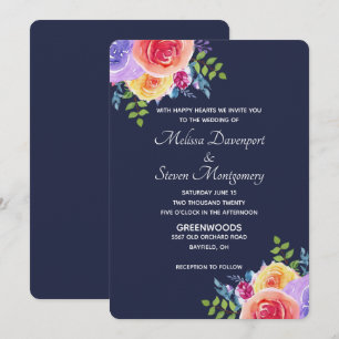 Invitation Bouquet de fleurs aquarelles pour mariage moderne