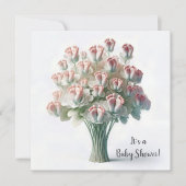 Invitation Bouquet de fleurs baby shower rose pieds (Devant)