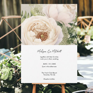 Invitation Bouquet de fleurs blanches élégant aquarelle