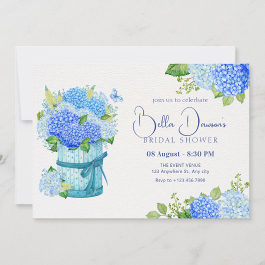 Invitation Bouquet de fleurs bleu (Devant)