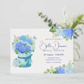 Invitation Bouquet de fleurs bleu (Debout devant)