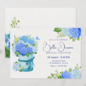 Invitation Bouquet de fleurs bleu (Devant / Derrière)