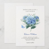 Invitation Bouquet de fleurs bleu (Devant / Derrière)