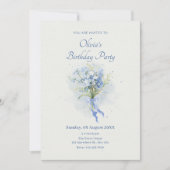 Invitation Bouquet de fleurs bleues (Devant)