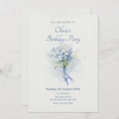 Invitation Bouquet de fleurs bleues (Devant / Derrière)