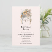 Invitation Bouquet de fleurs Boho en couleurs neutres Anniver (Debout devant)