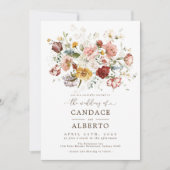 Invitation Bouquet de fleurs Boho vintage Mariage (Devant)