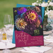 Invitation Bouquet de fleurs Dahlia fête d'anniversaire