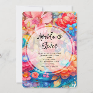 Invitation Bouquet de fleurs dans un mariage bohème rose oran