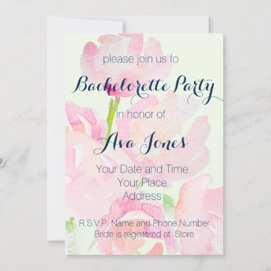 Invitation Bouquet de fleurs d'aquarelle (Devant)