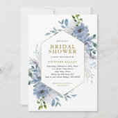 Invitation Bouquet de fleurs d'aquarelle bleu Fête des mariée (Devant)