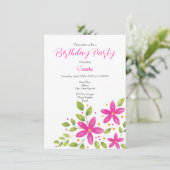 Invitation Bouquet de fleurs d'aquarelle rose chaud (Debout devant)