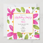 Invitation Bouquet de fleurs d'aquarelle rose chaud (Devant)