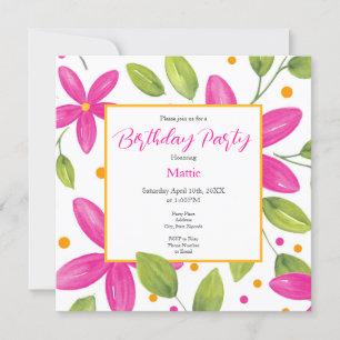 Invitation Bouquet de fleurs d'aquarelle rose chaud
