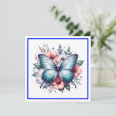 Invitation Bouquet de fleurs de mariage papillon vibrant (Debout devant)