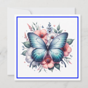 Invitation Bouquet de fleurs de mariage papillon vibrant